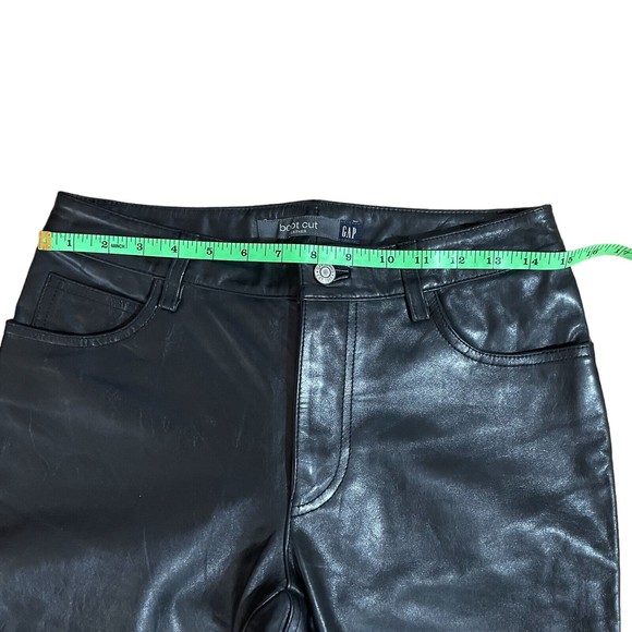 Vintage The Gap Genuine Leather Riding Pants Y2K Bootcut Black Womens Sz 4 - Picture 3 of 7